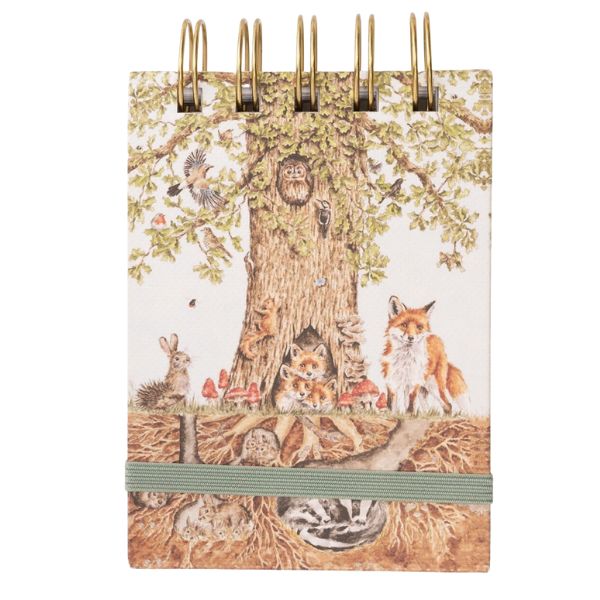 Wrendale Wild Woodland Nature Field Notebook front cover with woodland animals and trees illustration
