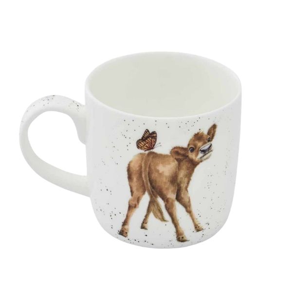 Wrendale 'Bessie' Cow Mug showing rear with calf and butterfly design
