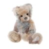 Charlie Bears Edyta Charlie Bears Edyta plush panda sitting with patchwork silvers, creams and beiges and silver organza bow