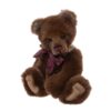 Charlie Bears Mr Brown dark chocolate brown plush bear sitting with burgundy bow