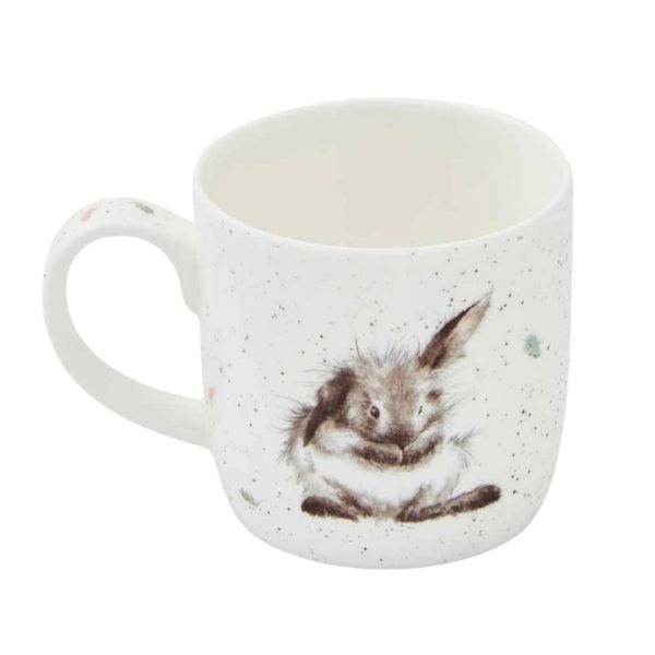 White bone china mug showing a different sitting Rosie rabbit design on side
