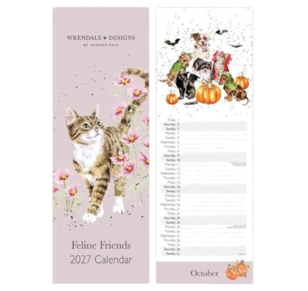 Wrendale 'Feline Friends' Cat Slim Calendar - 2027 Wrendale 'Feline Friends' Cat Slim Calendar - 2027