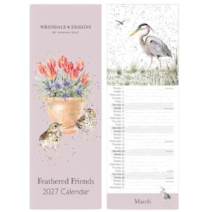 Wrendale 'Feathered Friends' Bird Slim Calendar - 2027