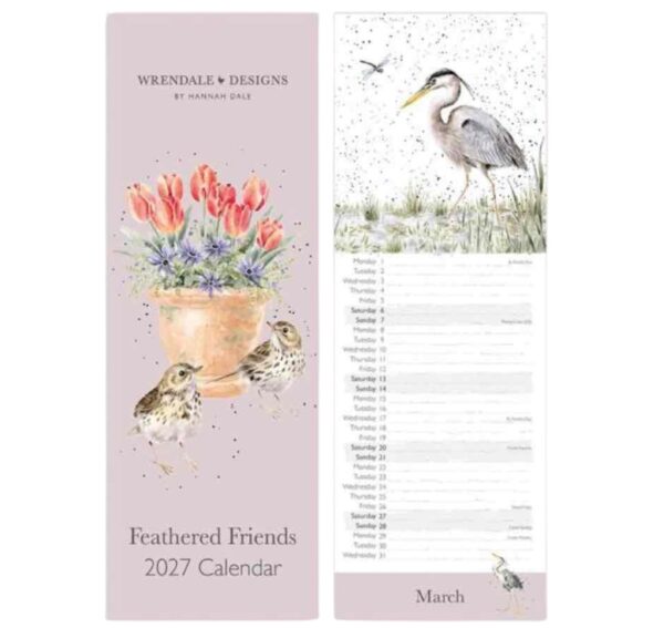 Wrendale 'Feathered Friends' Bird Slim Calendar - 2027