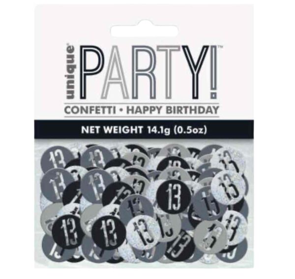 Black Glitz '13th Birthday' Holographic Assorted Table Confetti