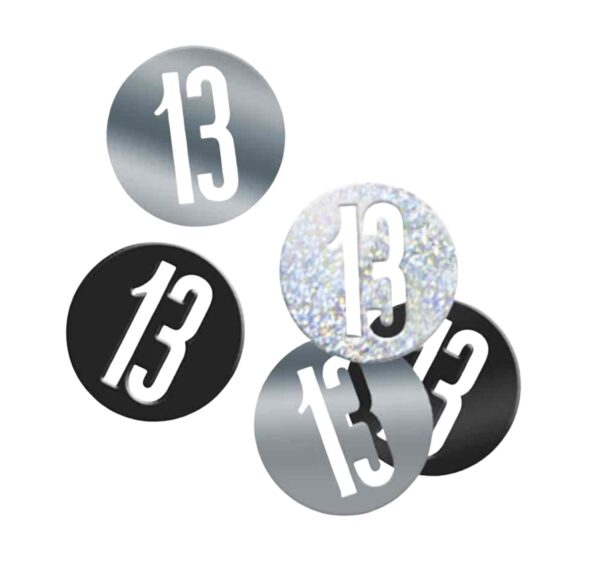 Black Glitz '13th Birthday' Holographic Assorted Table Confetti