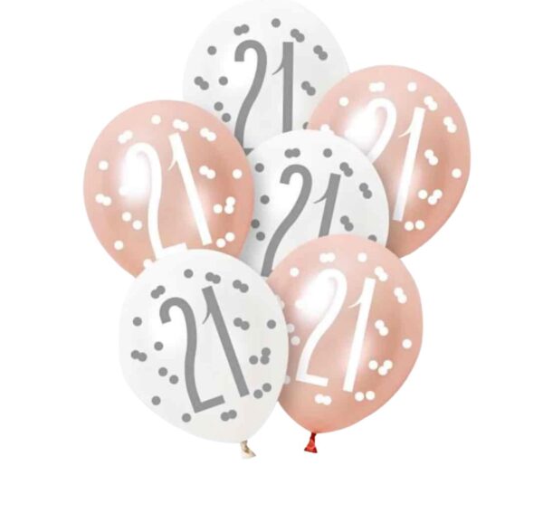 Rose Gold Glitz Platinum & Pearl 21st Birthday Latex Balloons 30cm / 12 In - Pack Of 6 Rose Gold Glitz Platinum & Pearl 21st Birthday Latex Balloons 30cm / 12 In - Pack Of 6