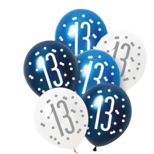 Unique Party Blue Glitz Pearlescent 13th Birthday Assorted Latex Balloons 30cm / 12 In – Pack of 6 Unique Party Blue Glitz Pearlescent 13th Birthday Assorted Latex Balloons 30cm / 12 In – Pack of 6