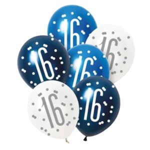 Unique Party Blue Glitz Pearlescent 16th Birthday Assorted Latex Balloons 30cm / 12 In – Pack of 6 Unique Party Blue Glitz Pearlescent 16th Birthday Assorted Latex Balloons 30cm / 12 In – Pack of 6