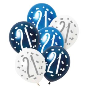 Unique Party Blue Glitz Pearlescent 21st Birthday Assorted Latex Balloons 30cm / 12 In – Pack of 6 Unique Party Blue Glitz Pearlescent 21st Birthday Assorted Latex Balloons 30cm / 12 In – Pack of 6
