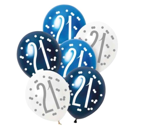 Unique Party Blue Glitz Pearlescent 21st Birthday Assorted Latex Balloons 30cm / 12 In – Pack of 6 Unique Party Blue Glitz Pearlescent 21st Birthday Assorted Latex Balloons 30cm / 12 In – Pack of 6