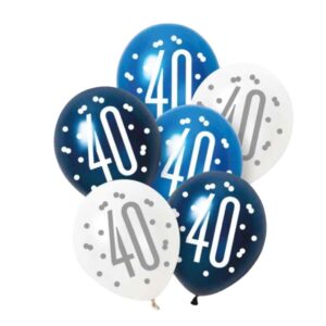 Unique Party Blue Glitz Pearlescent 40th Birthday Assorted Latex Balloons 30cm / 12 In – Pack of 6 Unique Party Blue Glitz Pearlescent 40th Birthday Assorted Latex Balloons 30cm / 12 In – Pack of 6