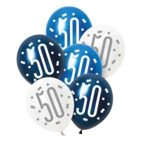 Unique Party Blue Glitz Pearlescent 50th Birthday Assorted Latex Balloons 30cm / 12 In – Pack of 6 Unique Party Blue Glitz Pearlescent 50th Birthday Assorted Latex Balloons 30cm / 12 In – Pack of 6
