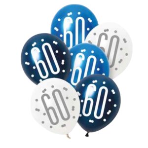 Unique Party Blue Glitz Pearlescent 60th Birthday Assorted Latex Balloons 30cm / 12 In – Pack of 6 Unique Party Blue Glitz Pearlescent 60th Birthday Assorted Latex Balloons 30cm / 12 In – Pack of 6