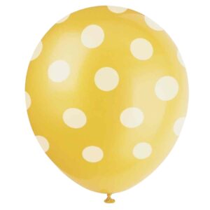 Unique Party yellow white Polka Dot Party Latex Balloons - Pack of 6 Unique Party yellow white Polka Dot Party Latex Balloons - Pack of 6