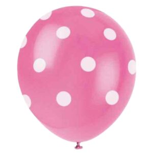 Unique Party Hot Pink Polka Dot Latex Balloons - Pack of 6 Unique Party Hot Pink Polka Dot Latex Balloons - Pack of 6