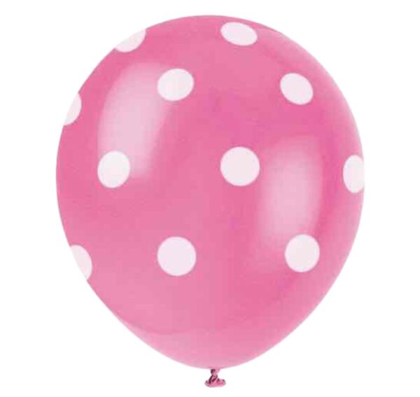 Unique Party Hot Pink Polka Dot Latex Balloons - Pack of 6 Unique Party Hot Pink Polka Dot Latex Balloons - Pack of 6