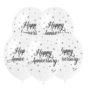 Unique Party Happy Anniversary Biodegradable Latex Balloons 30cm / 12 In - Pack Of 5 Unique Party Happy Anniversary Biodegradable Latex Balloons 30cm / 12 In - Pack Of 5