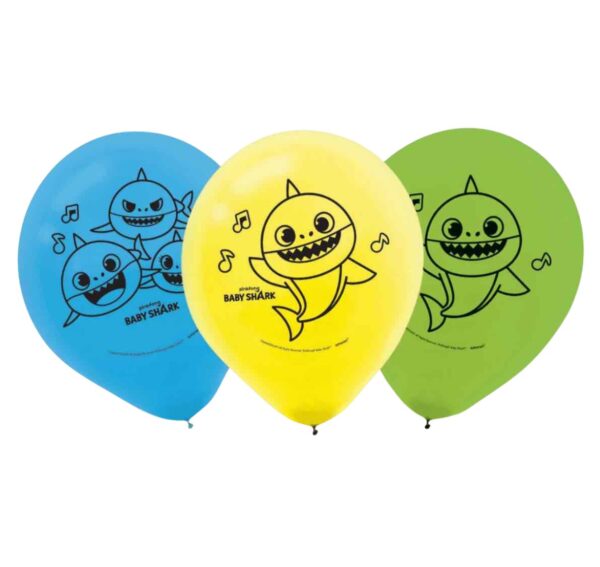 Amscan Baby Shark Latex Balloons 11inch - Pack Of 6 Amscan Baby Shark Latex Balloons 11inch - Pack Of 6