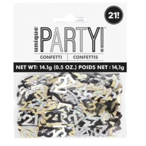 Black Glitz '21st Birthday' Holographic Assorted Table Confetti Black Glitz '21st Birthday' Holographic Assorted Table Confetti