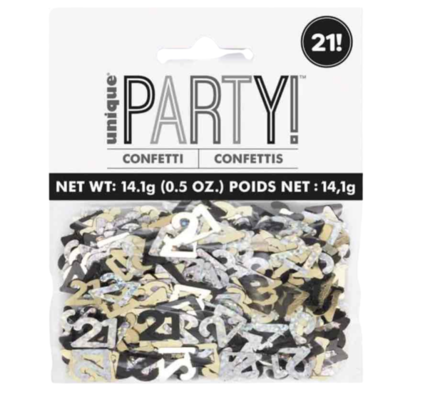 Black Glitz '21st Birthday' Holographic Assorted Table Confetti