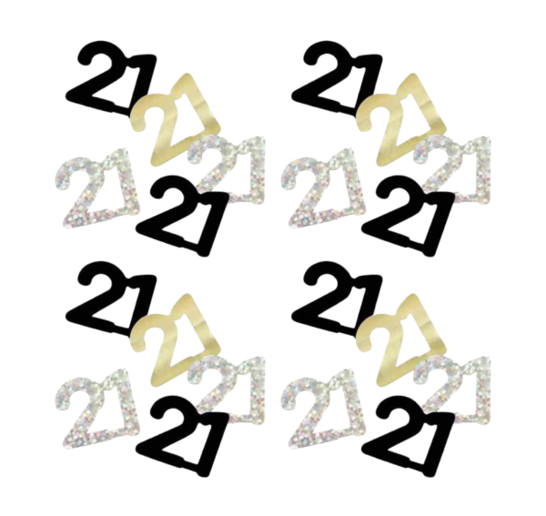 Black Glitz '21st Birthday' Holographic Assorted Table Confetti