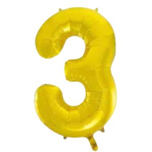 Unique Gold Glitz Foil Number 3 Balloon – 34″