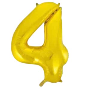 Unique Gold Glitz Foil Number 4 Balloon – 34″