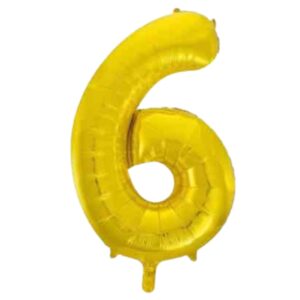 Unique Gold Glitz Foil Number 6 Balloon – 34″