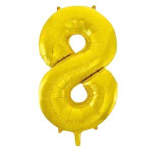 Unique Gold Glitz Foil Number 8 Balloon – 34″