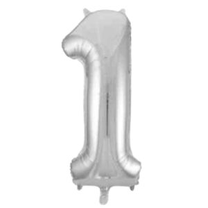 Unique Silver Glitz Foil Number 1 Balloon – 34″