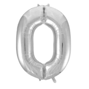 Unique Silver Glitz Foil Number 0 Balloon – 34″