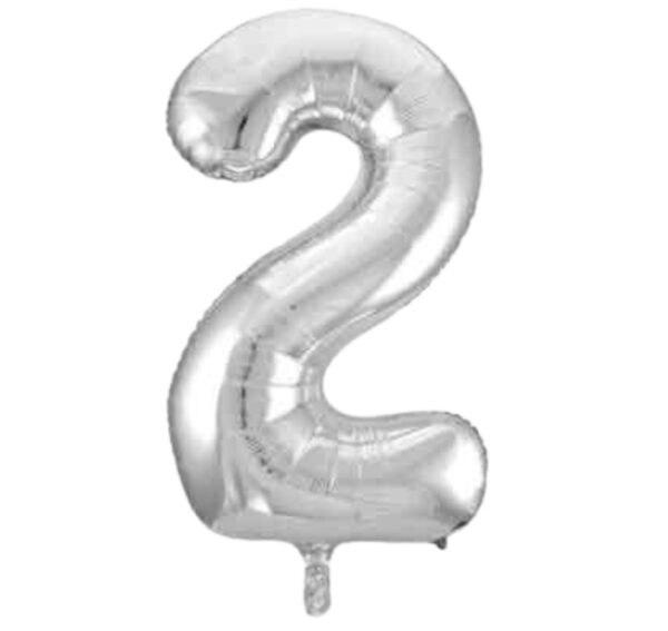 Unique Silver Glitz Foil Number 2 Balloon – 34″ Unique Silver Glitz Foil Number 2 Balloon – 34″