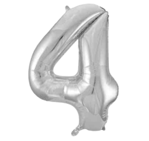 Unique Silver Glitz Foil Number 4 Balloon – 34″ Unique Silver Glitz Foil Number 4 Balloon – 34″