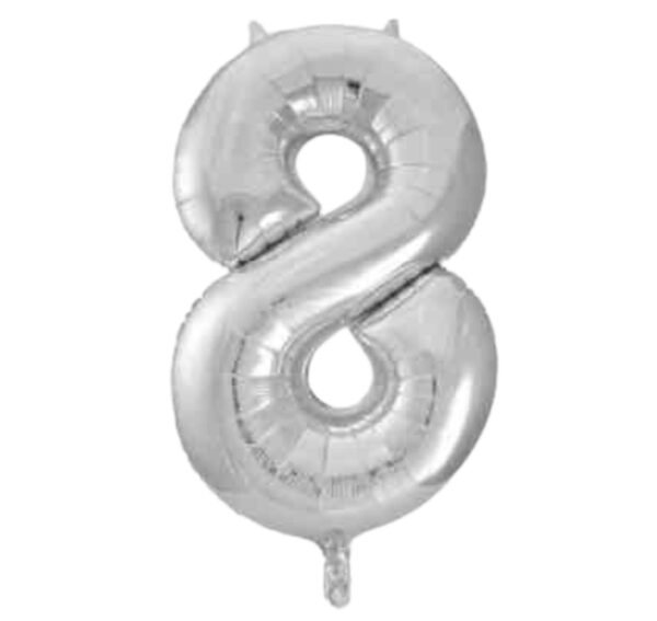 Unique Silver Glitz Foil Number 8 Balloon – 34″ Unique Silver Glitz Foil Number 8 Balloon – 34″