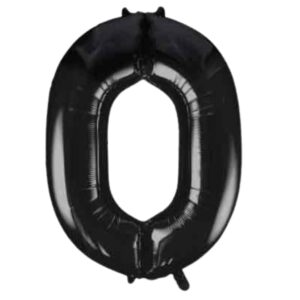 Unique Black Glitz Foil Number 0 Balloon – 34″