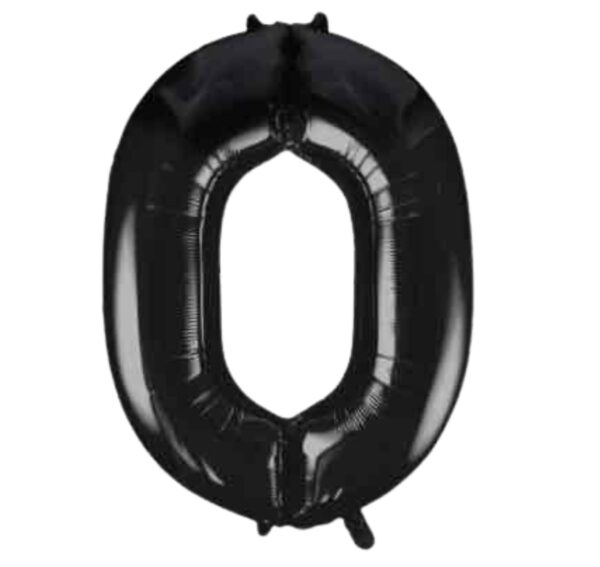 Unique Black Glitz Foil Number 0 Balloon – 34″