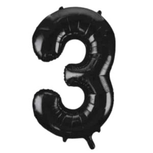 Unique black Glitz Number 3 Balloon - 34"
