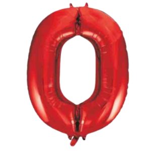 Unique Red Glitz Number 0 Balloon – 34"