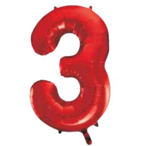 Unique red Glitz Number 3 Balloon - 34"