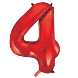 Unique red Glitz Number 4 Balloon - 34"