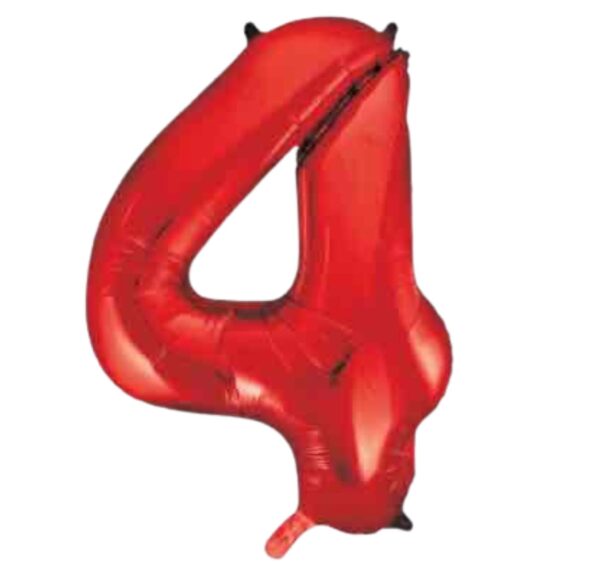 Unique red Glitz Number 4 Balloon - 34"
