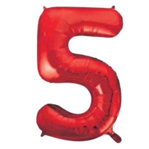 Unique Red Glitz Number 5 Balloon – 34″