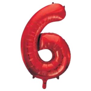 Unique Red Glitz Number 6 Balloon – 34″
