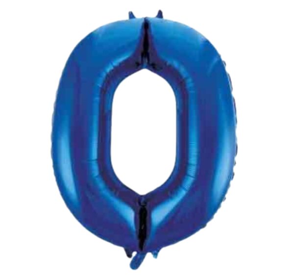 Unique Blue Glitz Number 0 Balloon - 34"