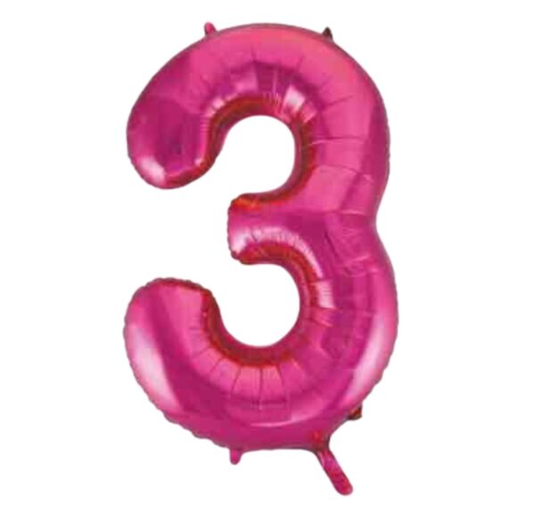 Unique Pink Glitz Number 3 Balloon - 34" Unique Pink Glitz Number 3 Balloon - 34"