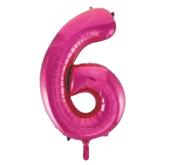 Unique Pink Glitz Number 6 Balloon - 34"